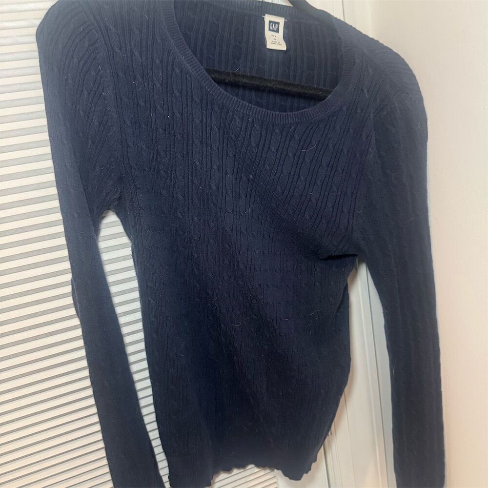 Gap Women's M Navy Blue Cable Knit Pullover Sweater Long Sleeve